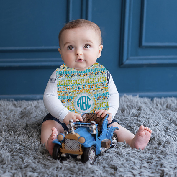 Abstract Teal Stripes Bib Lifestyle Boy