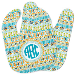 Abstract Teal Stripes Baby Bib w/ Monogram
