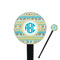 Abstract Teal Stripes 7" Round Plastic Stir Sticks - Black - Double Sided (Personalized)