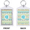 Abstract Teal Stripes Bling Keychain (Front + Back)