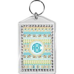 Abstract Teal Stripes Bling Keychain (Personalized)