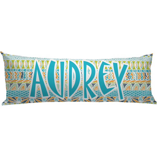 Custom Abstract Teal Stripes Body Pillow Case (Personalized)