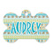 Abstract Teal Stripes Bone Shaped Dog ID Tag (Personalized)