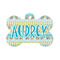 Abstract Teal Stripes Bone Shaped Dog ID Tag - Small (Personalized)