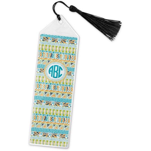 Custom Abstract Teal Stripes Book Mark w/Tassel (Personalized)