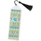 Abstract Teal Stripes Bookmark with tassel - Flat