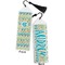 Abstract Teal Stripes Bookmark with tassel - Front and Back