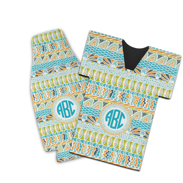 Custom Abstract Teal Stripes Bottle Cooler (Personalized)