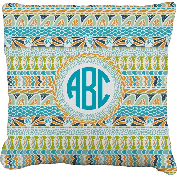 Custom Abstract Teal Stripes Faux-Linen Throw Pillow 16" (Personalized)