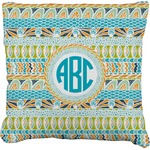 Abstract Teal Stripes Faux-Linen Throw Pillow 18" (Personalized)