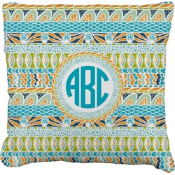 Abstract Teal Stripes Faux-Linen Throw Pillow 18" (Personalized)