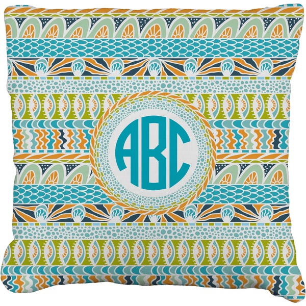 Custom Abstract Teal Stripes Faux-Linen Throw Pillow 18" (Personalized)