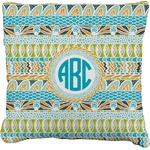 Abstract Teal Stripes Faux-Linen Throw Pillow 20" (Personalized)