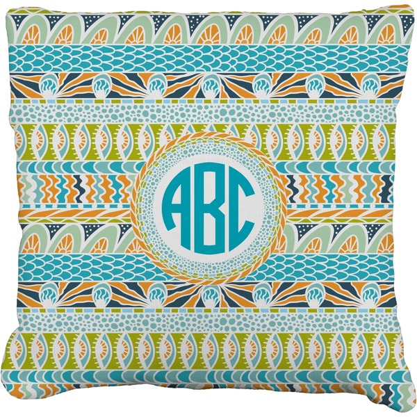 Custom Abstract Teal Stripes Faux-Linen Throw Pillow 20" (Personalized)