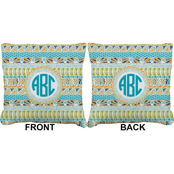 Abstract Teal Stripes Burlap Pillow Approval