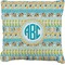 Abstract Teal Stripes Burlap Pillow (Personalized)