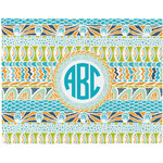 Abstract Teal Stripes Woven Fabric Placemat - Twill w/ Monogram