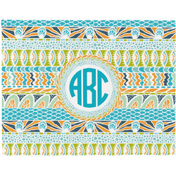 Abstract Teal Stripes Woven Fabric Placemat - Twill w/ Monogram