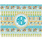 Abstract Teal Stripes Burlap Placemat