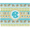 Abstract Teal Stripes Woven Fabric Placemat - Twill w/ Monogram