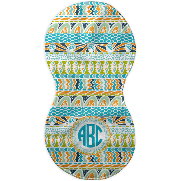 Abstract Teal Stripes Burp Peanut Shaped Flat