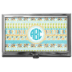 Abstract Teal Stripes Business Card Case