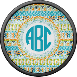 Abstract Teal Stripes Cabinet Knob (Black) (Personalized)