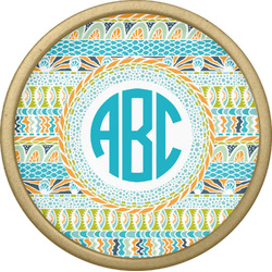 Abstract Teal Stripes Cabinet Knob - Gold (Personalized)