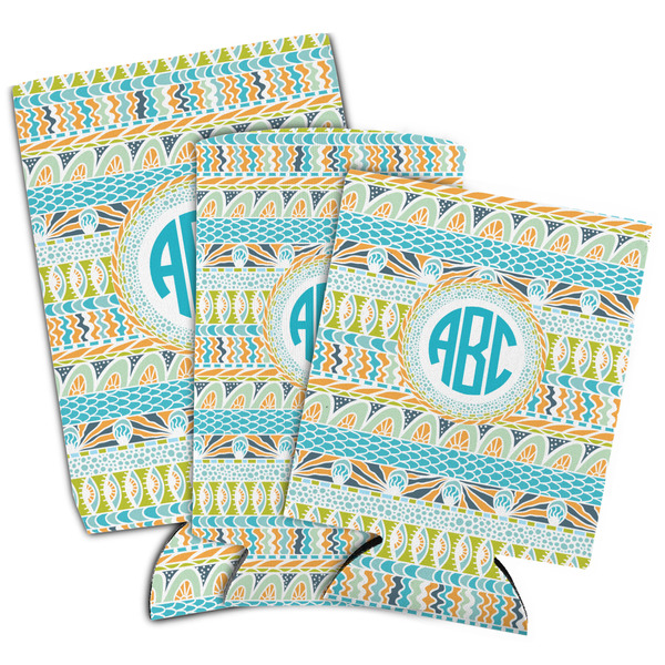 Abstract Teal Stripes Can Coolers - PARENT/MAIN