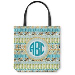 Abstract Teal Stripes Canvas Tote Bag (Personalized)