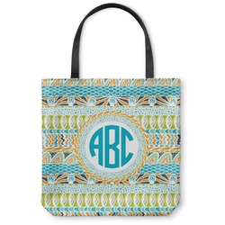 Abstract Teal Stripes Canvas Tote Bag (Personalized)