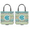 Abstract Teal Stripes Canvas Tote - Front and Back