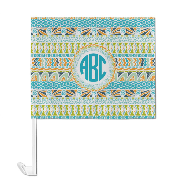 Abstract Teal Stripes Car Flag - Large - FRONT