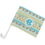 Abstract Teal Stripes Car Flag - Small w/ Monogram