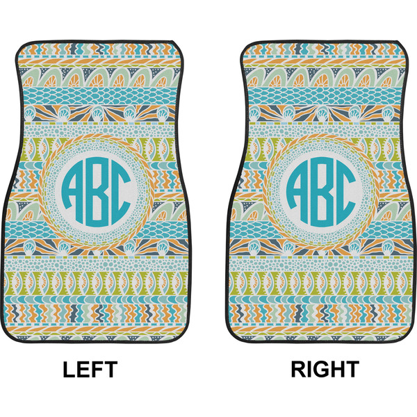 Abstract Teal Stripes Car Mat Front - Approval