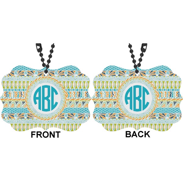 Abstract Teal Stripes Car Ornament (Approval)