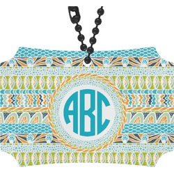 Abstract Teal Stripes Rear View Mirror Ornament (Personalized)