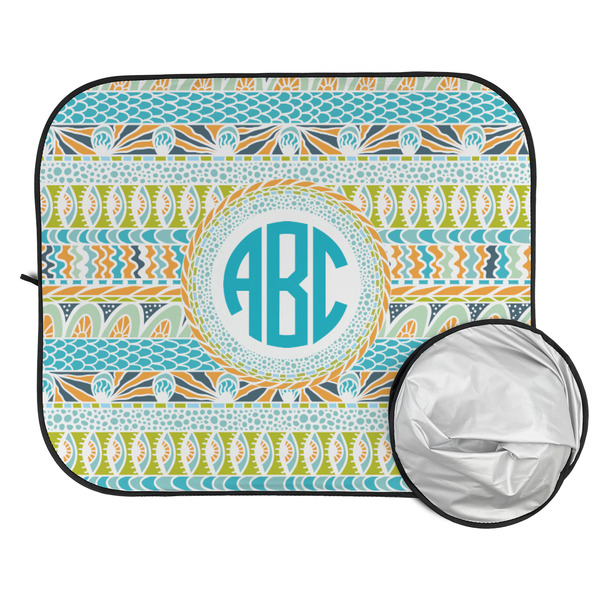 Abstract Teal Stripes Car Sun Shades - FOLDED & UNFOLDED