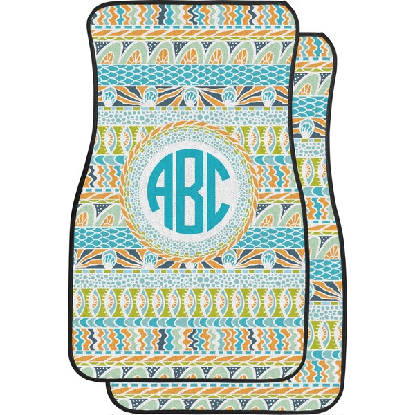 Custom Abstract Teal Stripes Car Floor Mats (Personalized)