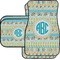 Abstract Teal Stripes Car Floor Mats Set - 2 Front & 2 Back (Personalized)