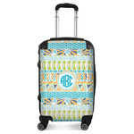 Abstract Teal Stripes Suitcase (Personalized)