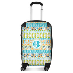 Abstract Teal Stripes Suitcase (Personalized)
