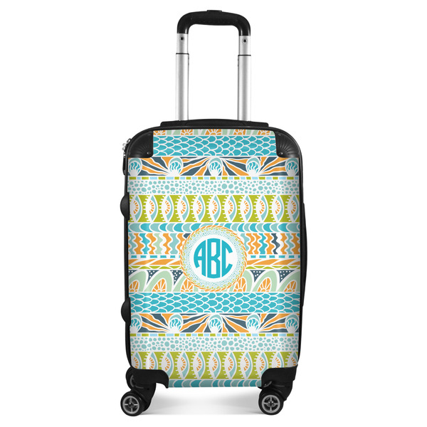 Custom Abstract Teal Stripes Suitcase - 20" Carry On (Personalized)