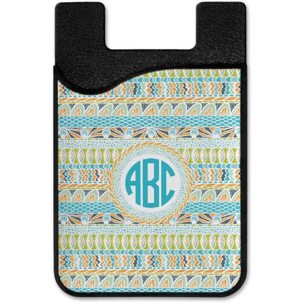 Abstract Teal Stripes Cell Phone Credit Card Holder