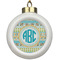 Abstract Teal Stripes Ceramic Ball Ornament (Personalized)