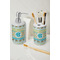 Abstract Teal Stripes Ceramic Bathroom Accessories - LIFESTYLE (toothbrush holder & soap dispenser)