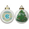 Abstract Teal Stripes Ceramic Christmas Ornament - X-Mas Tree (APPROVAL)