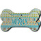 Abstract Teal Stripes Ceramic Flat Ornament - Bone Front & Back Double Print