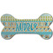 Abstract Teal Stripes Ceramic Dog Ornament - Front w/ Monogram