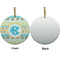 Abstract Teal Stripes Ceramic Flat Ornament - Circle Front & Back (APPROVAL)
